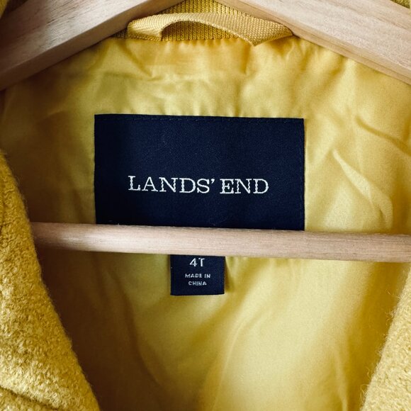 Lands" End Sz 4 Tall Coat Yellow Boiled Wool Blend Lined Zip Minimal Preppy - Picture 13 of 15